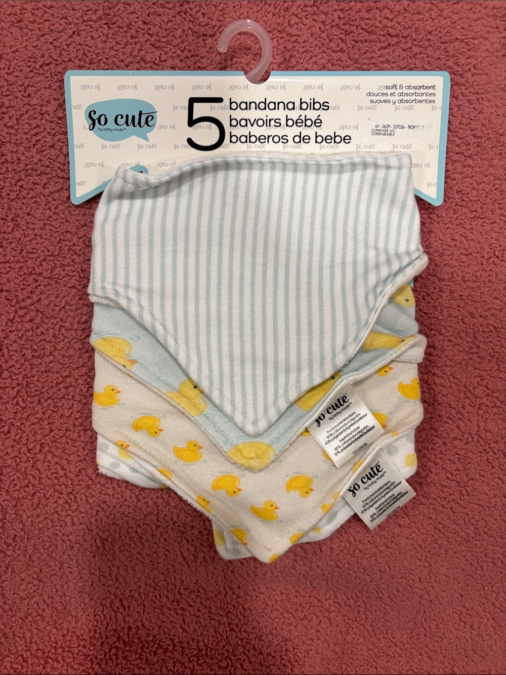 Baby Bandana Bibs - Blue Stripes & Yellow Duck (5-Pack)